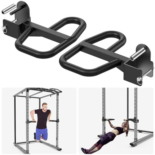 SELEWARE Multi Grip Dip-Stangenaufsatz für 2 x 2 oder 3 x 3 Zoll mit 1 oder 5/8 Zoll Loch Power Rack, breite und schmale Griffe Squat Rack-Aufsatz für Krafttraining, 500 lbs Kapazität
