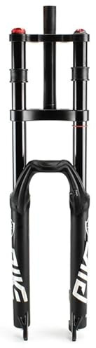 TS TAC-SKY Fourche De Suspension À Double Épaule Fourche VTT 150mm Voyage Descente VTT Fourche Pneumatique 100 * 9mm Dégagement Rapide Axe Traversant (Color : 27.5 Black)