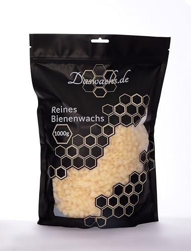 daswachs.de Bienenwachs Kerzenwachs Yellow Beeswax Pastillen gelb 1000 gr. 100% Naturprodukt Qualitätprodukt reines Bienenwachs Made in Germany Bienenwachsplatten für Kerzen gießen und selber Machen