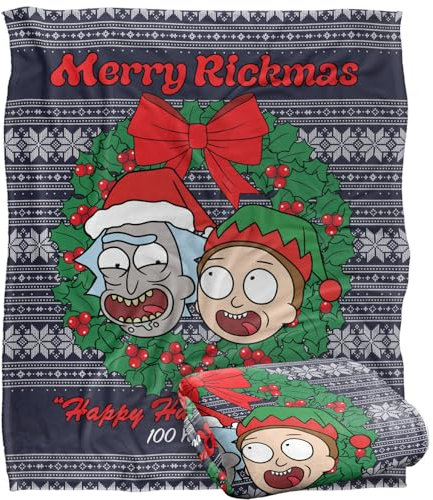 RICK AND MORTY Silky Touch Kuscheldecke, Optimalweich, 152 x 127 cm
