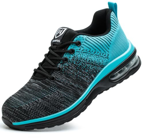 Nasogetch Sicherheitsschuhe Damen Herren Stahlkappenschuhe Arbeitsschuhe Sportlich Atmungsaktiv