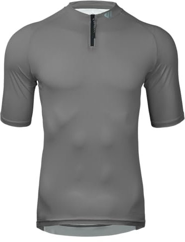 Wulibike Herren-Fahrradtrikot Kurzarm, Rennradtrikot mit halbem Reißverschluss und Taschen, Fahrradbekleidung atmungsaktiv und schnell trocknendGrau M