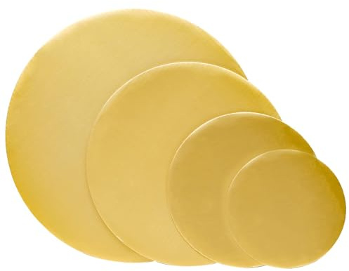 Gcardist Lot de 32 planches à gâteau rondes dorées - 15/20/25/30 cm - En carton de qualité alimentaire - 4 tailles / 8 pièces de chaque, plus fines mais plus solides