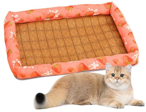 NSXIN Kühlmatte Katzen Hunde Haustiere, Rattan Sommer Kühlkissen Katzendecke Katzenhöhle Kühldecke Hundedeck rutschfeste Haustier Kühlmatte Kühldecke für Hunde Katzen (Orange)