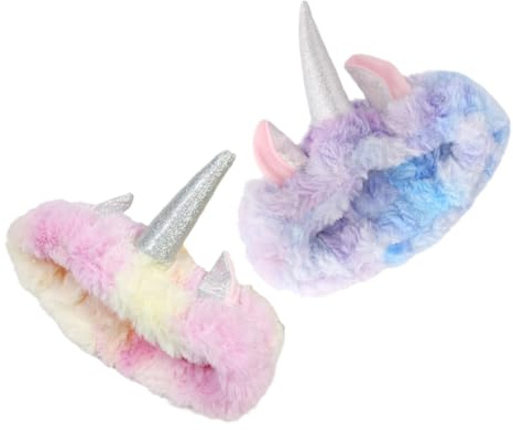 MOBUTOFU 2stücke Unicorn Stirnband Für Frauen Elastisches Makeup Gesichtswasch-haarband Mit Süßem Einhorn-design Für Spa Hautpflege Und Freizeitaktivitäten