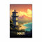 Reiseposter Maui Kunstlandschaft Bunter Druck Kunst Stadt Illustration Leinwandgemälde Home Office Dekor A2 50X70Cm Kein Rahmen