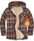Xnova Herren Thermohemd Jacke Fleecefutter mit Kapuze, Casual Reißverschluss Karierte Mantel Langarm, Winterjacke Kapuzenpullover Flanellhemd Warm Holzfällerhemd Arbeitshemd Hoodie (Orange, L)