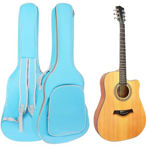 Bolsa para guitarra acústica de 40 y 41 pulgadas, correa ajustable de doble hombro, funda para guitarra, impermeable, suave, acolchada, mochila de bolsillo para guitarra acústica clásica, color azul