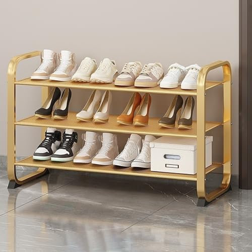 Generisch Schuhbank Metal Shoe Rack Organizer with Mesh Shelves for Closet Entryway Hallway Bedroom Living Room Space Saving Shoe Storage Rack
