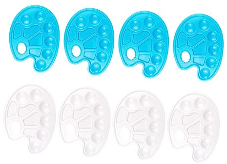 HOODANCOS 8pcs Watercolor Mixing Palette Plastic Painting Pallets for Artists Students Diy Art Painting Board Pigment Mixing Tray