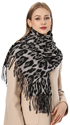 Kwatieh Schals Tuecher Fuer Damen Winter Strickschal Damen Hellgrau Rundschal Beige Damen Kleidung Winter Damen Schal Olivgruen Schal Damen Grau Gemustert Flauschiger Schal Damen Dreieckstuch