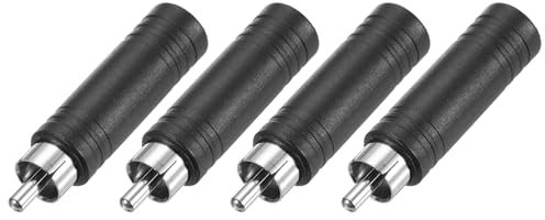 sourcing map RCA to Speaker Wire Connector, RCA Male to 6.5mm Female Nickel Plated Stereo Audio Connector Adapter Video Cable Splitter RCA Converter Black 4pcs