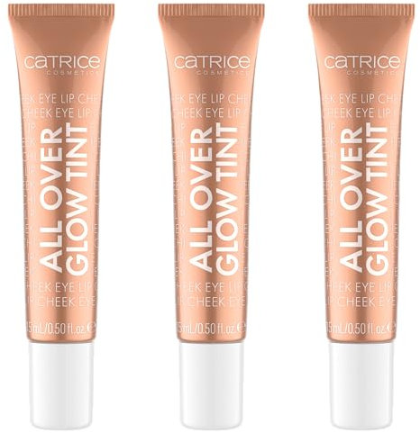 Catrice All Over Glow Tint, Highlighter, Nr. 040, Braun, aufhellend, schnelltrocknend, sofortiges Ergebnis, schimmernd, vegan, ölfrei, ohne Parfüm, ohne Alkohol, 3er Pack (3x15ml)