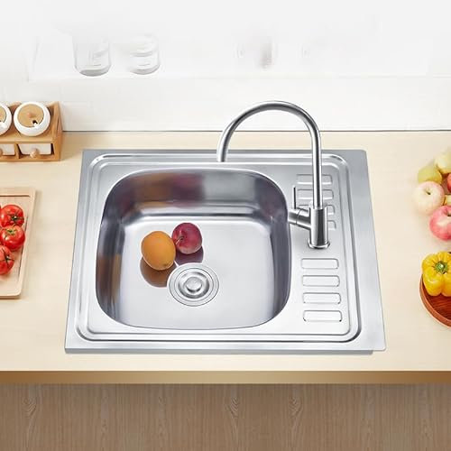 Faizee Möbel | Edelstahl Einbauspüle & Spülbecken 60x50,5x15 | Moderne Küchenspüle | Robust & langlebig | inkl. Siphon, Spülbecken & Ausgussbecken | Ideal als Waschbecken & Einbauspüle