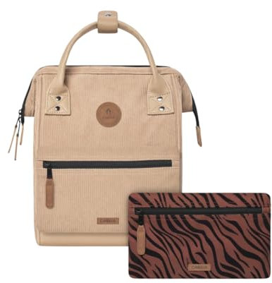 Cabaïa - Adventurer Rucksack Luxor Mini 10L - Wasserabweisend - Laptopfach bis zu 10,5 Zoll - 2 Vordertaschen - vegan zertifiziert - Rucksack für Reisen und Arbeit, Damen & Herren - Beige