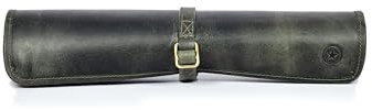 Aaron Leather Goods Professional Knife Roll Bag, 6-Slot Chef Knife Case, Brown Genuine Leather (Seaweed)