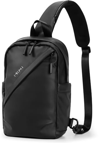 mixi EliteSeries Sling Bag Kleiner Sling-Rucksack, Umhängetasche, Brusttasche, für Herren und Damen, vielseitig, lässig, Tagesrucksack, 33 cm, Schwarz, Schwarz