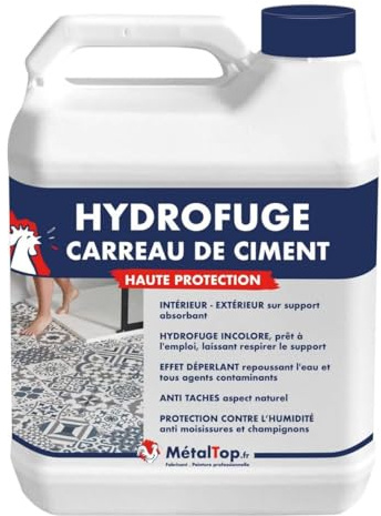 Métaltop - Hydrofuge Carreau De Ciment - 1 L - Protège durablement les carreaux de ciment poreux en intérieur et extérieur