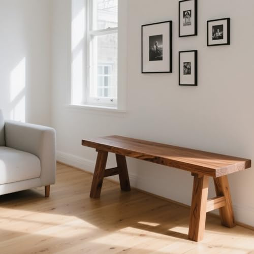 MTSYXYM Gartenbank Ohne Lehne Holzbank Rustikal Holzbank Ohne Lehne,Natürliche Holzmaserung,Einfaches Design,für Esszimmer, Flur, Garderobe.(120 * 26 * 45cm)