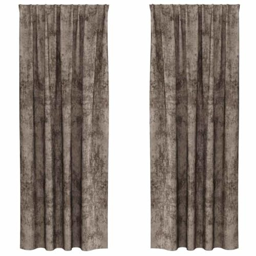 vidaXL Samtvorhänge 2 STK. Cappuccino 245 x 140 cm Samt | Weich das Licht ab und bewahre deine Privatsphäre, Der elegante Stangentaschenstil sieht schick und gerafft aus,