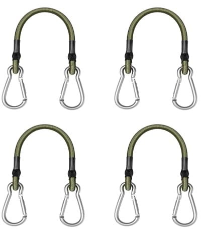 4 Pcs Bungee Cord, Retractable Straps, Short Bungee Cords with Hooks for Roof Racks, Trailers, Camping, Tarps, and Travel,Bungees with Hooks, Bungee Cords with Carabiner Clips