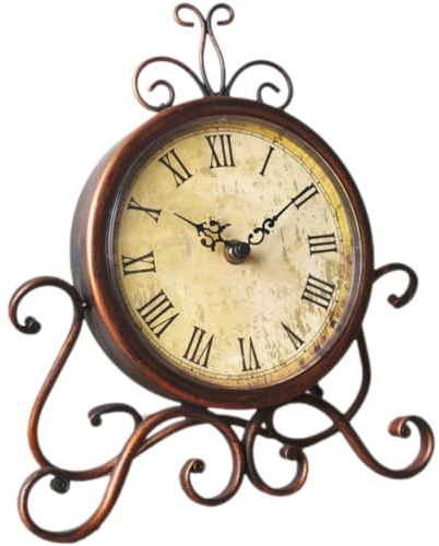 iplusmile Stumme Tischuhr Vintage-kaminuhr: Retro Silent Roman Tischuhr für Wohnzimmer Schlafzimmer - Saloon Kaminsims Uhr Vintage Kaminuhr Keine Batterie Hochwertige Materialien Und Ablesbar
