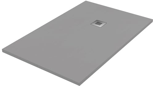 Plato de ducha de resina color cemento 70 x 130 cm con rejilla y desagüe – Showey