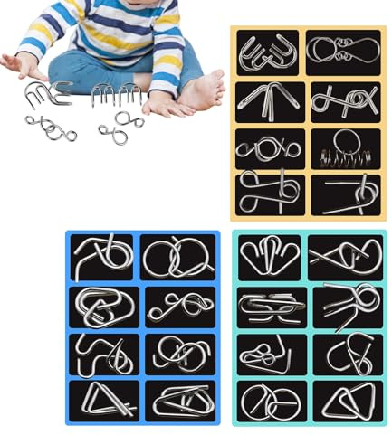 Brain Teaser Metal Wire Puzzles, 24pcs Metal Wire Puzzle Logic Brain Teaser Set, Classical Mini Puzzles Set With Storage Bag, Test Toy Mind Game Jigsaw For Kids And Adults