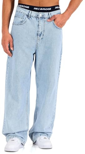by Denim House Wide Leg Jeans Baggy Fit Denim Hose im 5 Pocket Style Bequeme Loose Fit Jeans für Streetwear und Alltag