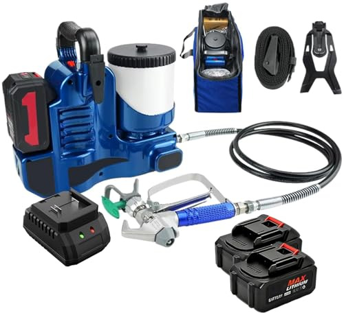Pulverizador de Pintura sin Aire - Pulverizador de Pintura inalámbrico de Alta presión, 15 MPa, baterías de Litio de 1200 mAh, caudal de 1,1 l/min, 6 velocidades, para Pintar Casas 2battery