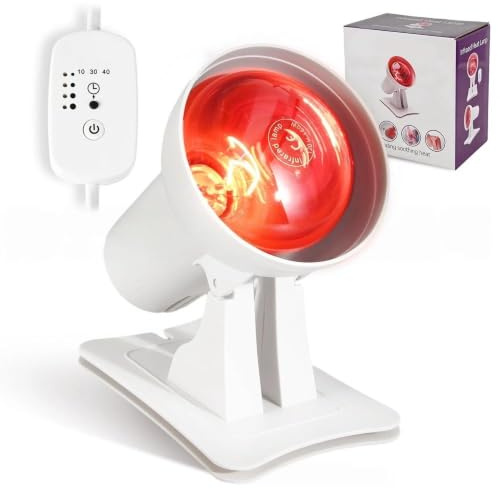 Frogetu Rotlichtlampe150W,Infrarotlampe wärmelampe 4 Temperaturstufen & 3 Timer,Einstellbarer Winkel,Tiefenwärme Gegen Muskelermüdung,rotlichtlampe Therapie für Gesicht & Körper