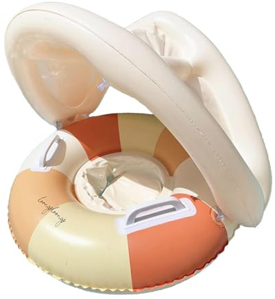 Bouee Bebe avec Pare Amovible, Bouee Bebe 6-48 Mois 8-16Kg, Bouée Bébé Piscine Inflable pour avec Siège Réglable, UPF 50+ Pare, Conception Anti Retournement Bain Plage Vacances D'été