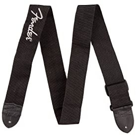 Fender Gitarrengurt, Polyestergewebe mit Grauem Logo, Verstellbar 33”-53”, Schwarz