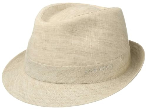 Stetson Geneva Linen Trilby Hat - Sun Hat Ladies/Men - Fabric Hat Made in Italy - Summer Hat with UV Protection 40+ - Spring/Summer Beige