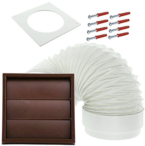 SPARES2GO Universal Exterior Wall Tumble Dryer Venting Kit (Brown, 4 / 102mm)