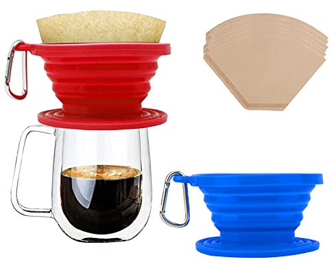 Wolecok Zusammenklappbarer Kaffeefilter, wiederverwendbar, aus Silikon, für Camping, Rucksackreisen, Reisen