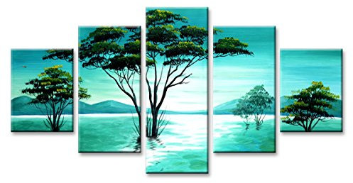 Visario 160 x 80 cm Bild auf Leinwand Baum türkis 5588-SCT deutsche Marke und Lager - Die Bilder/das Wandbild/der Kunstdruck ist fertig gerahmt