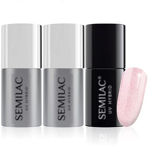 Semilac Base Coat, Top Coat & UV Gel Colour Polish. Long Lasting, Chip Resistant & Easy To Apply. 164 Pink Crystals Colour UV Gel Nail Varnish. Perfect For Manicure or Pedicure.