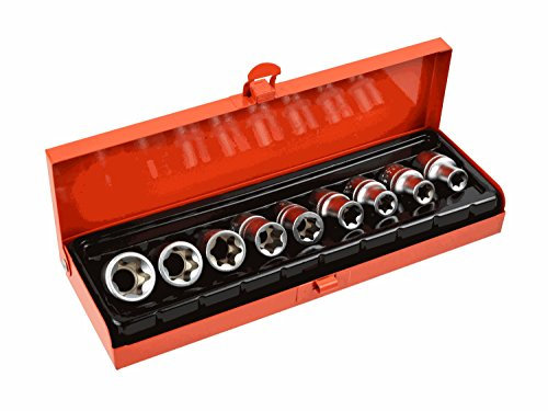 Geko G10167 Torx-Steckschlüssel-Set, E10-E24, CRV, 1/2-Zoll-Antrieb, 10 Stück, mehrfarbig