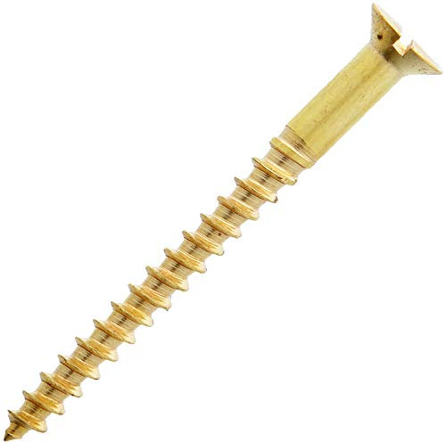 25x Solid Brass Wood Screws (8G x 1½) Countersunk Flat Flush Slot Head
