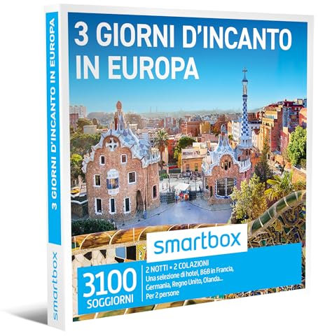 Smartbox - Cofanetto Regalo per Uomo o Donna - 3 Giorni d'incanto in Europa - Idee Regalo Originale - 2 Notti con Colazione per 2 Persone