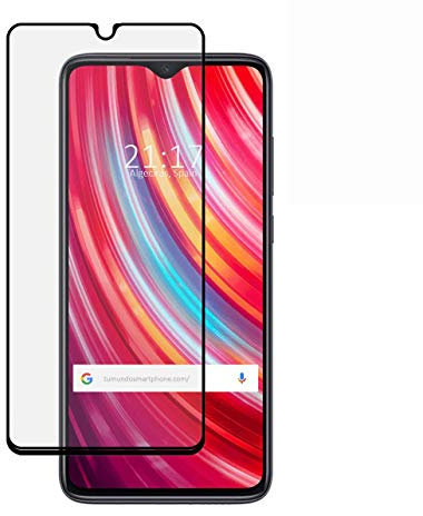 Tumundosmartphone Protector Cristal Templado Completo 5D Full Glue Negro para Xiaomi Redmi Note 8 Pro Vidrio