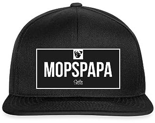 Spreadshirt Mopspapa Mops Hunde Papa Snapback Cap, One Size, Schwarz/Schwarz