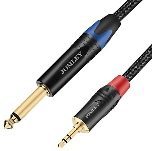 JOMLEY Cavo Jack 3,5mm to Jack 6,35mm, 1/4 Mono a 3,5mm Stereo Adattatore Cavo, 1/4 Pollici TS Mono a 1/8 Pollici TRS Aux Interconnessione Audio Adattatore Cordone - 3 m