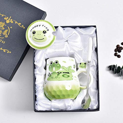 ning88llning5 Creativo 3D Animale Resistente Al Calore Boccale Di Cartone Animato Con Coperchio Tazza Da 380 Ml Tazza Di Rana Caffè Tazze Di Ceramica Tazza Per Bambini Ufficio Drinkware Regalo, B
