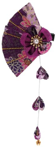 Amosfun Japanische Haarnadel mit Blumendruck & Quaste, 14,0 × 8,0 × 2,5 cm, schonend für Haare & zarte Note für Look, für Party und Alltag, für Damen und Mädchen