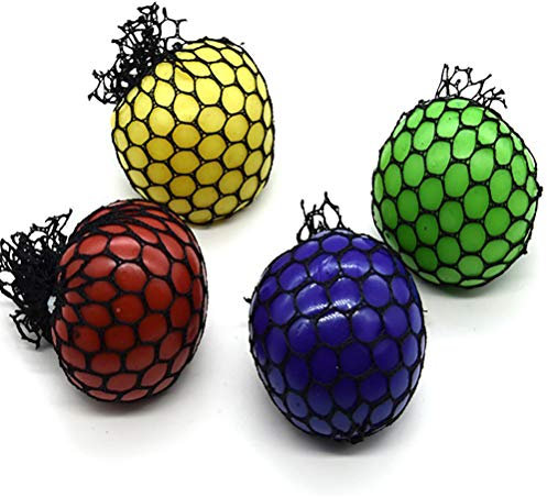 Stress Ball 4PCS Mesh Squishy Balls Vent Squeeze Ball Quetschball Knautschball Dekompression Spielzeug Erwachsene Kinder (zufällige Farbe)