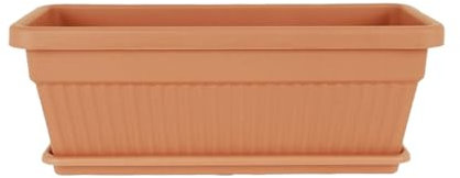 Tamersgifts Heavy Duty Windowsill Trough Window Box Plastic Plant Pots with Matching Saucer (Terracotta, L 60cm x W 25cm x H 23cm)