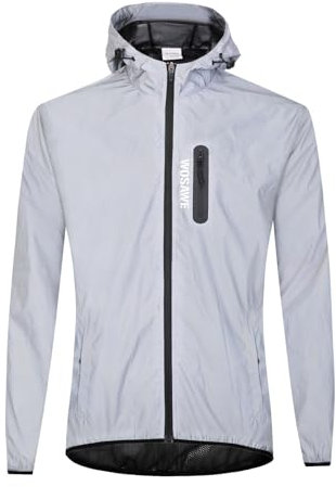WOSAWE Veste de Cyclisme Hommes 360 Réfléchissante Coupe-Vent Gilet de Vélo Sport (Veste avec Capuche, XXXL)
