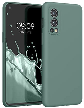 kwmobile Hülle kompatibel mit OnePlus Nord 2 5G Hülle - Silikon Handy Case - Handyhülle weiche Oberfläche - kabelloses Laden - Tannengrün